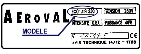 Étiquette AEROVAL