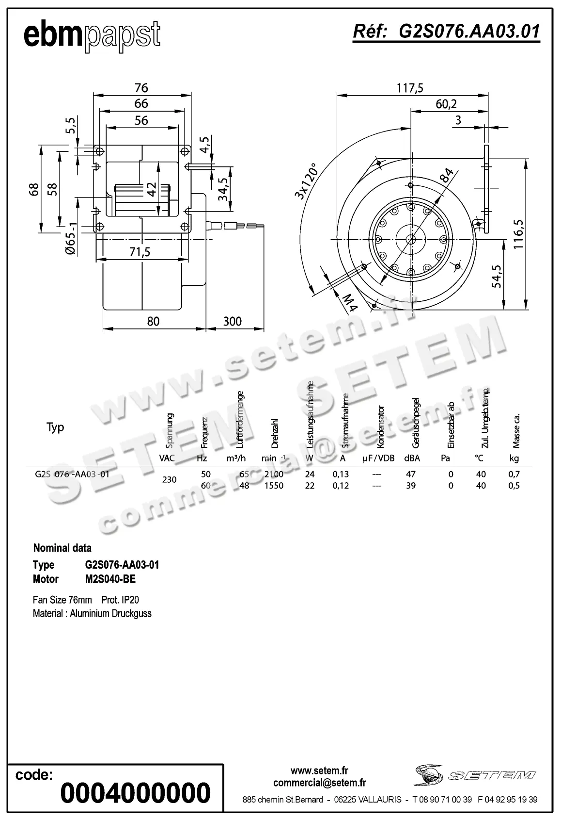 0004100000-VENTILATEUR EBMPAPST G2S076-AA03-01 4