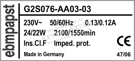 0004100001-VENTILATEUR EBMPAPST G2S076-AA03-03 2