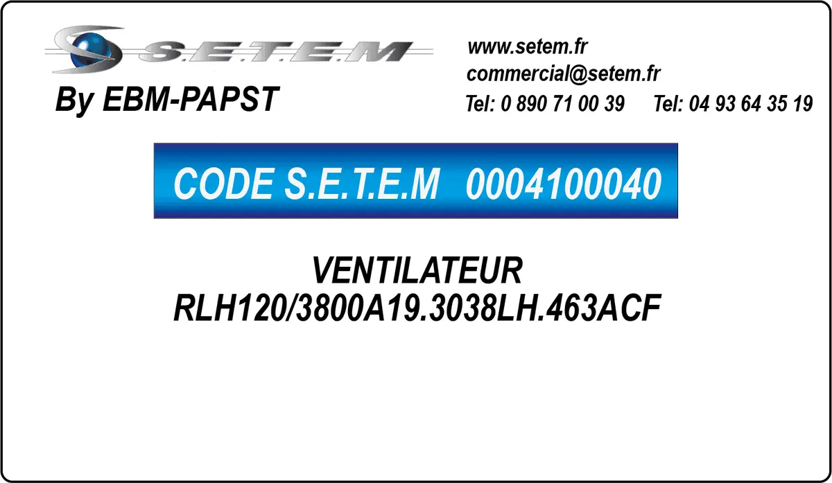 0004100040-VENTILATEUR EBMPAPST RLH120/3800A19.3038LH.463ACF