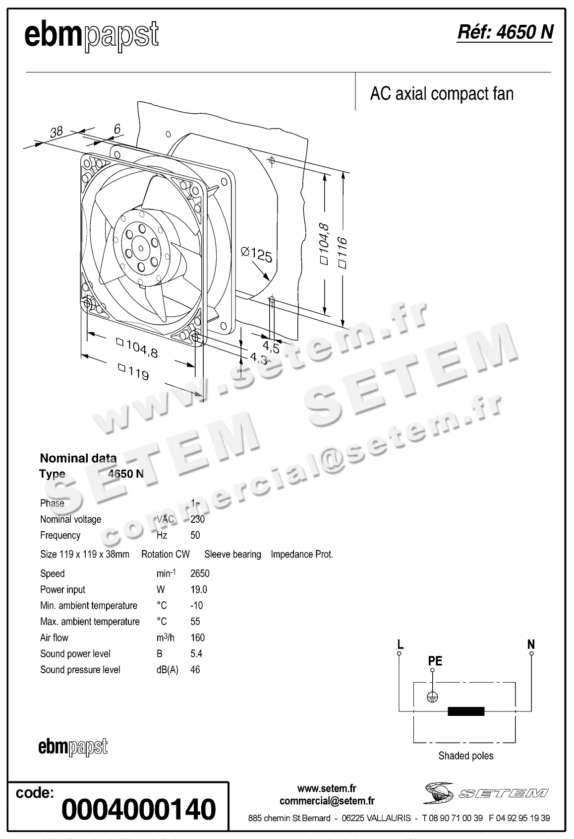 0004100140-VENTILATEUR EBMPAPST 4650N 2