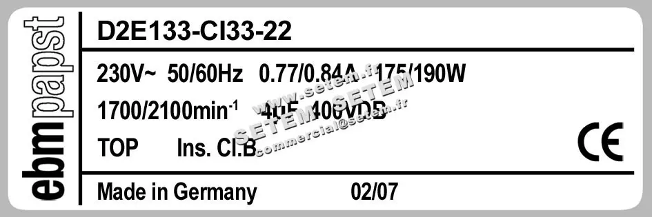 0004100237-VENTILATEUR EBMPAPST D2E133-CI33-22 2