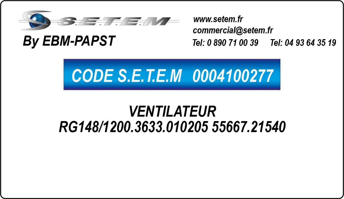 0004100277-VENTILATEUR EBMPAPST RG148/1200.3633.010205 *55667.21540*