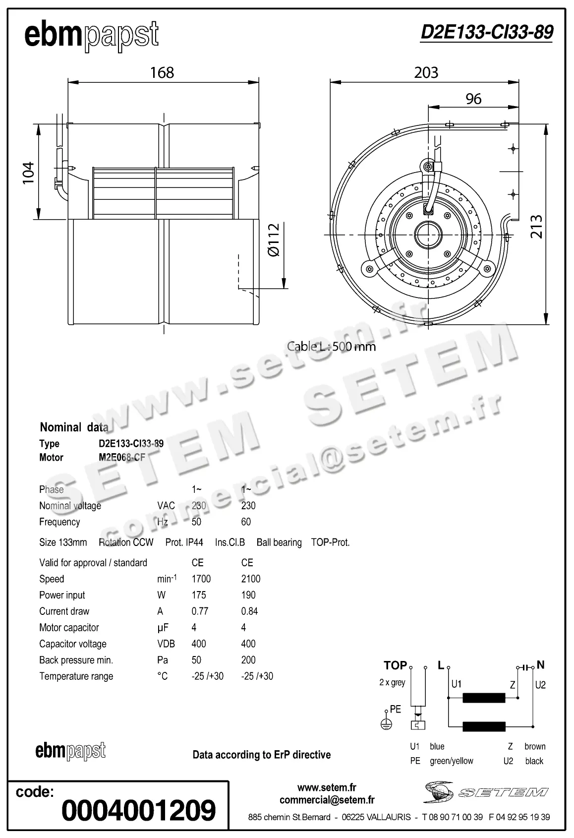 0004100310-MOTOTURBINE EBM-PAPST R3G250-BG02-11 4
