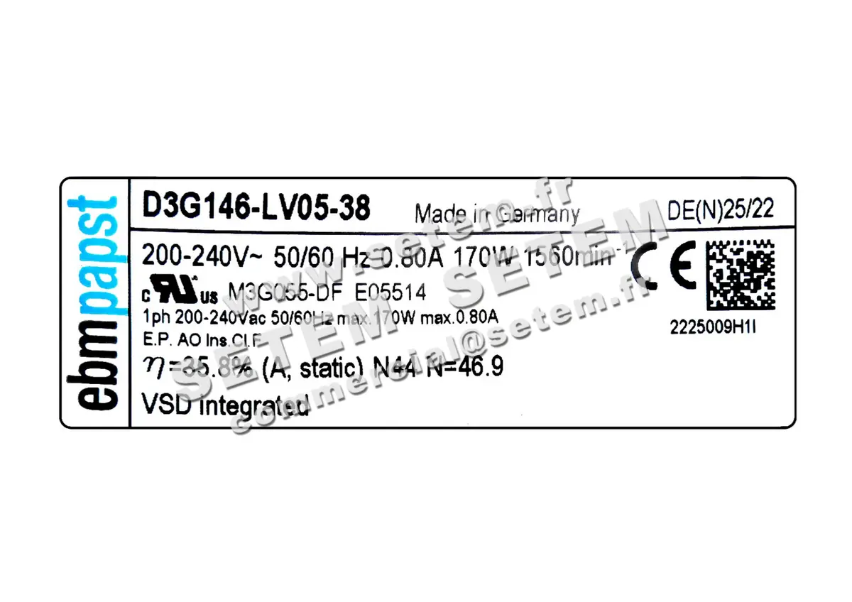 0004100326-VENTILATEUR EBMPAPST D3G146.LV05.38 2