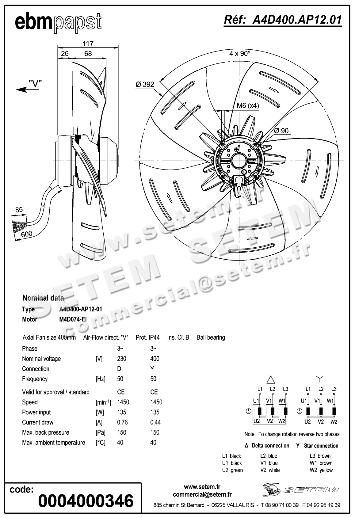 0004100346-MOTOHELICE EBMPAPST A4D400-AP12-01 2