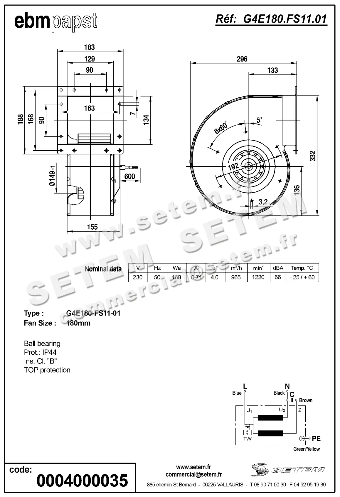 0004100376-VENTILATEUR EBMPAPST G2E176-AB67-22 2