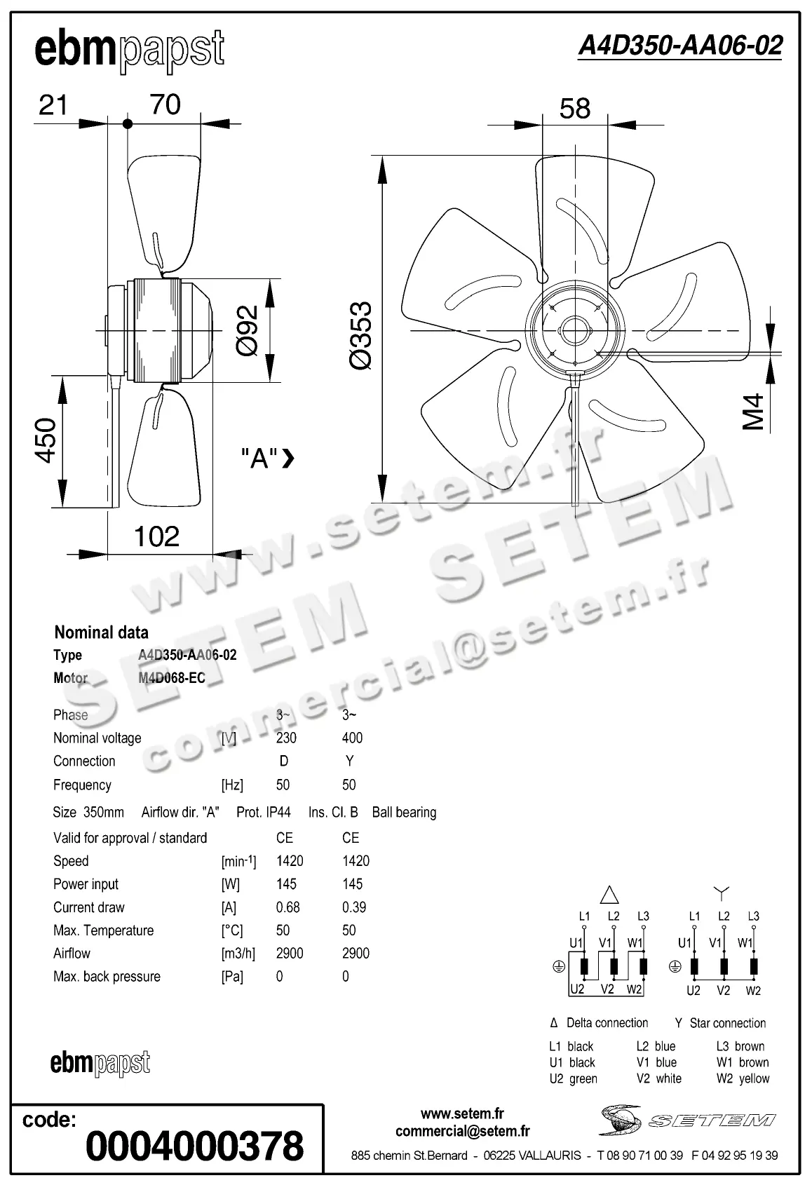 0004100378-MOTOHELICE EBMPAPST A4D350-AA06-02 2