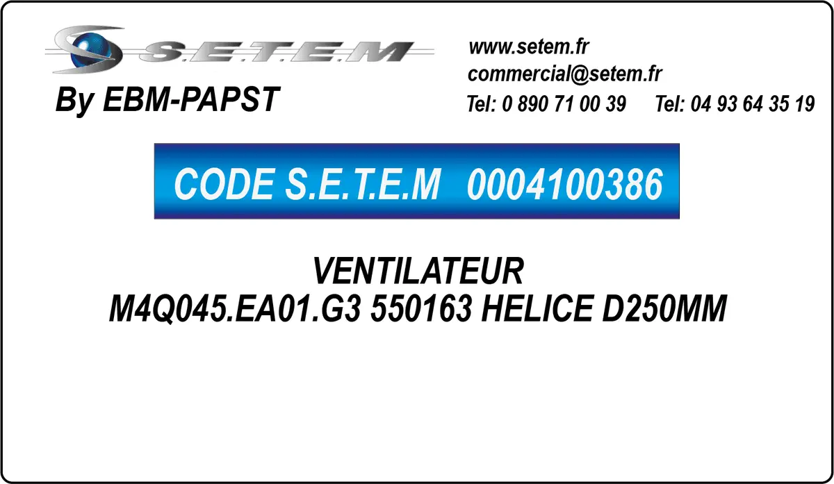 0004100386-VENTILATEUR EBMPAPST M4Q045.EA01.G3 "550163" "HELICE D250MM"