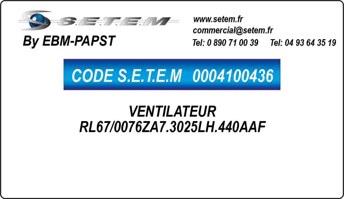 0004100436-VENTILATEUR EBMPAPST RL67/0076ZA7.3025LH.440AAF