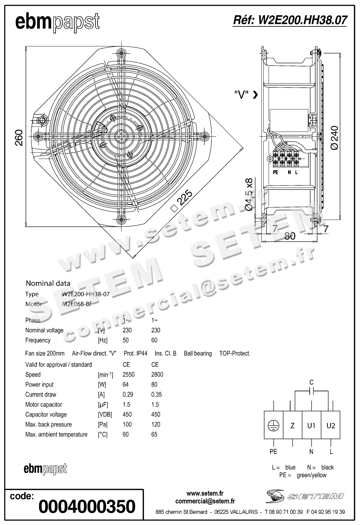 0004100483-VENTILATEUR EBMPAPST W2E200-HH38-07 2