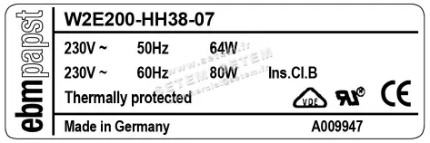 0004100483-VENTILATEUR EBMPAPST W2E200-HH38-07 3