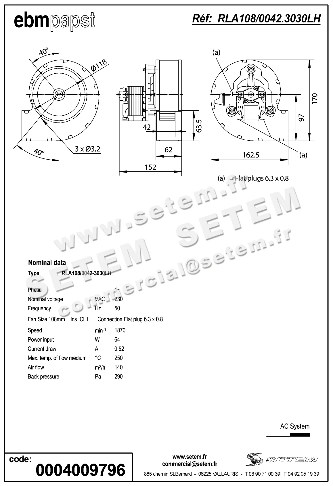 0004100551-VENTILATEUR EBMPAPST RLA108/4200-3030LH 2