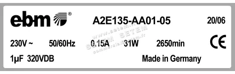 0004100635-MOTOHELICE EBMPAPST A2E135-AA01-05 3