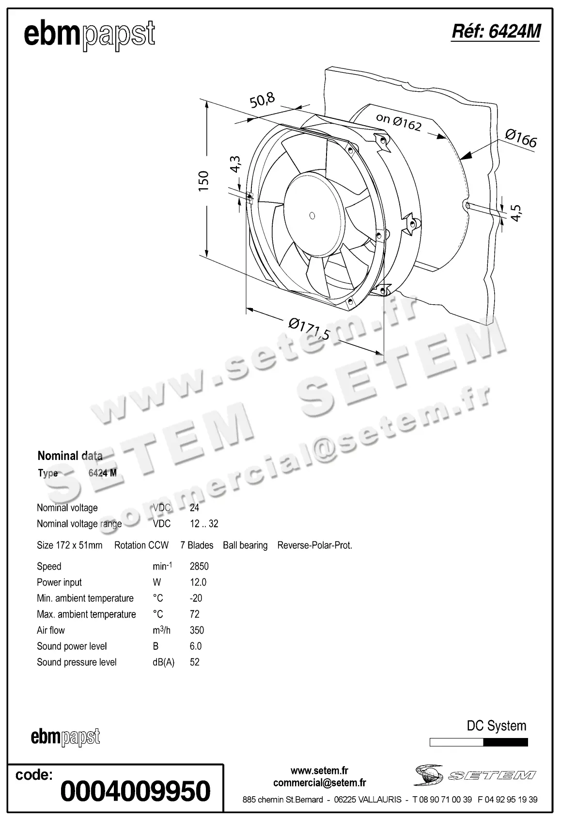 0004100690-VENTILATEUR EBMPAPST 6424M 3