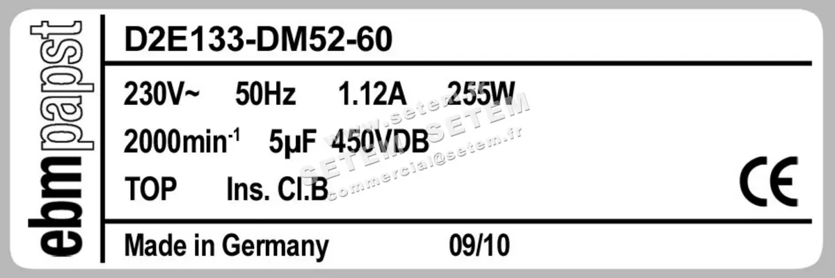0004101190-VENTILATEUR EBMPAPST D2E133-DM52-60 3