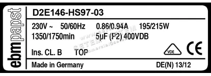 0004101357-VENTILATEUR EBMPAPST D2E146.HS97.03 3