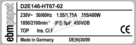 0004101368-VENTILATEUR EBMPAPST D2E146.HT67.02 3