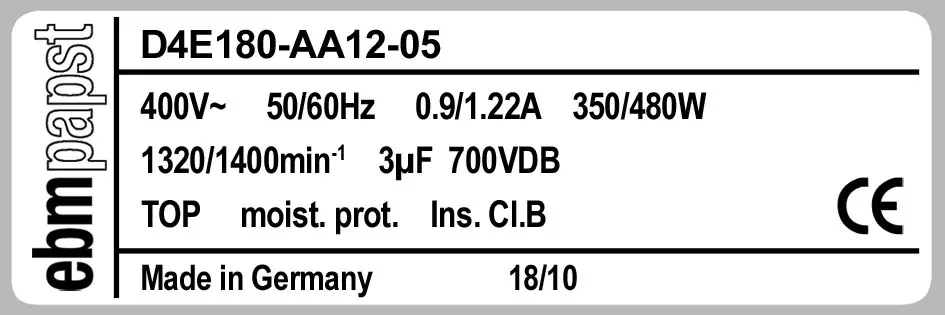 0004101598-VENTILATEUR EBMPAPST D4E180.AA12.05 4