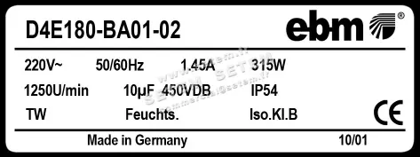 0004101600-VENTILATEUR EBMPAPST D4E180.BA01.02 2
