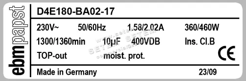 0004101604-VENTILATEUR EBMPAPST D4E180.BA02.17 2