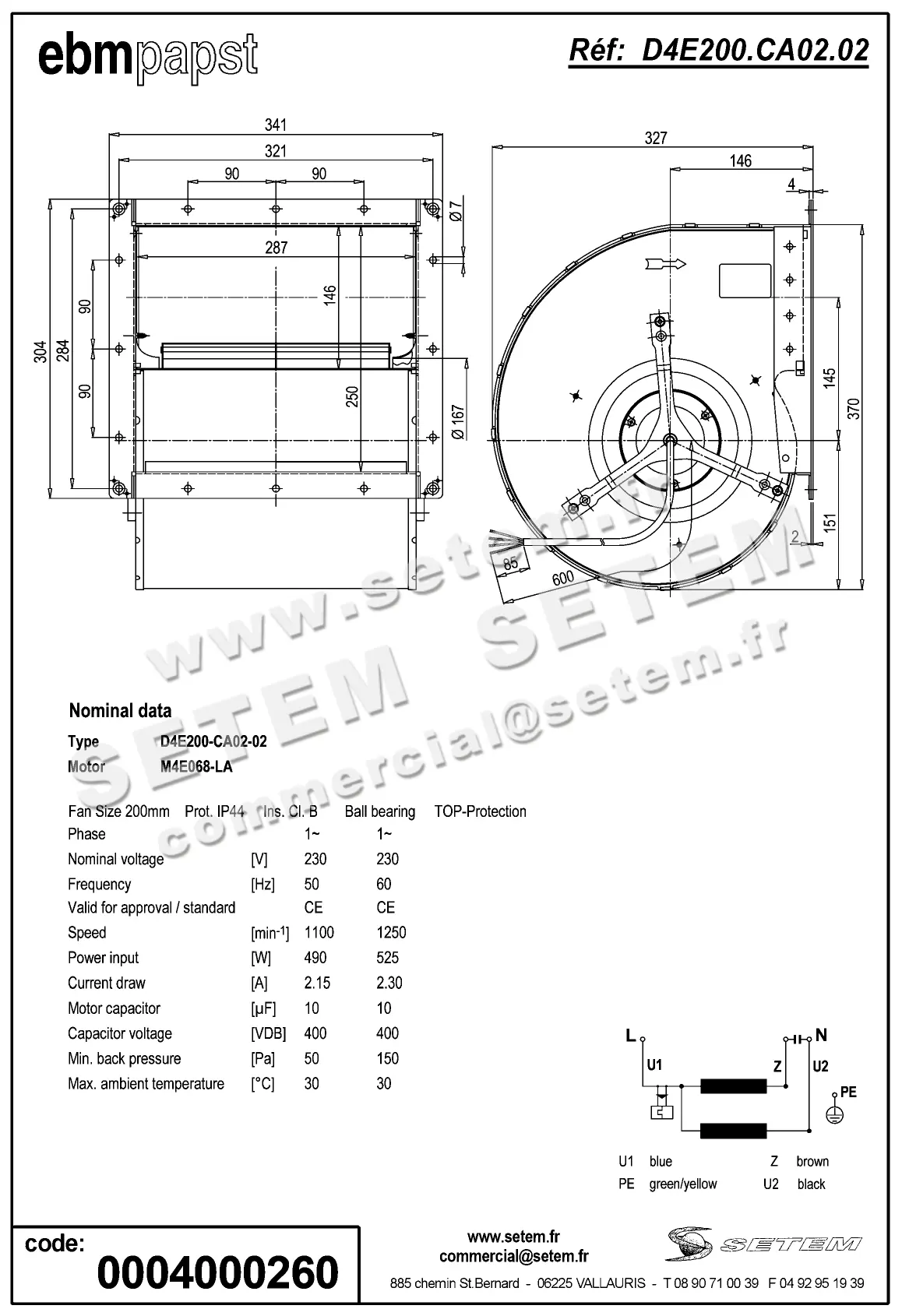 0004101639-VENTILATEUR EBMPAPST D4E200-CA02-02 2
