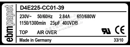 0004101673-VENTILATEUR EBMPAPST D4E225-CC01-39 2