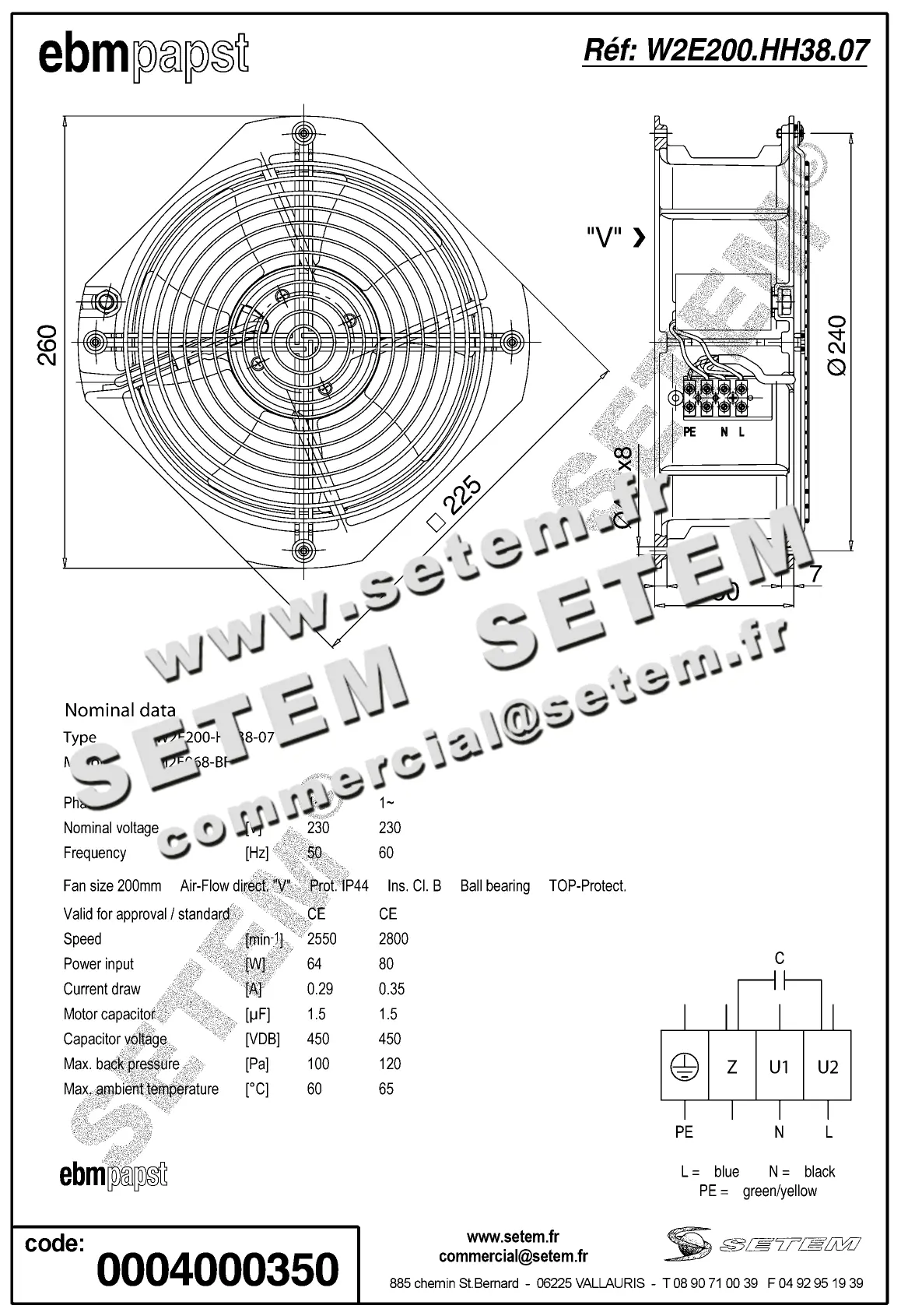 0004101997-VENTILATEUR EBMPAPST W2E200.HH38.07