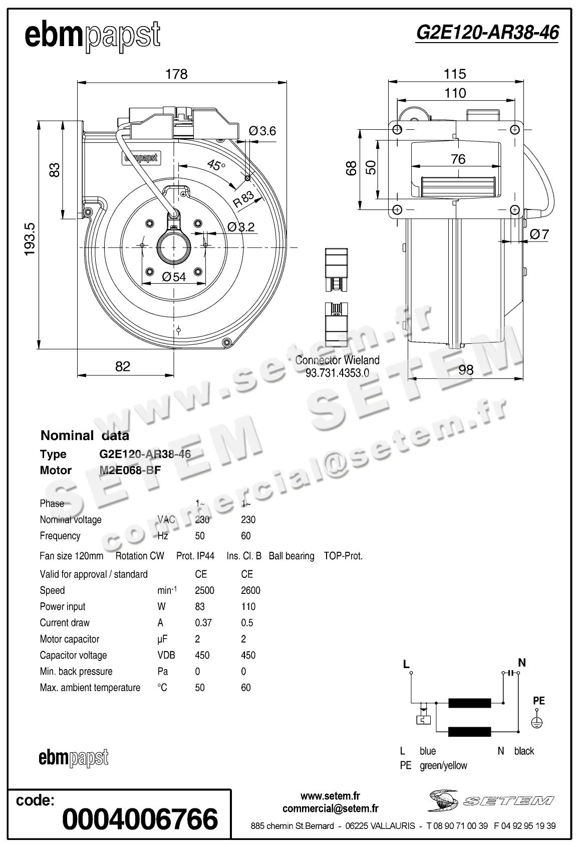 0004102091-VENTILATEUR EBMPAPST G2E120.AR38.46 2