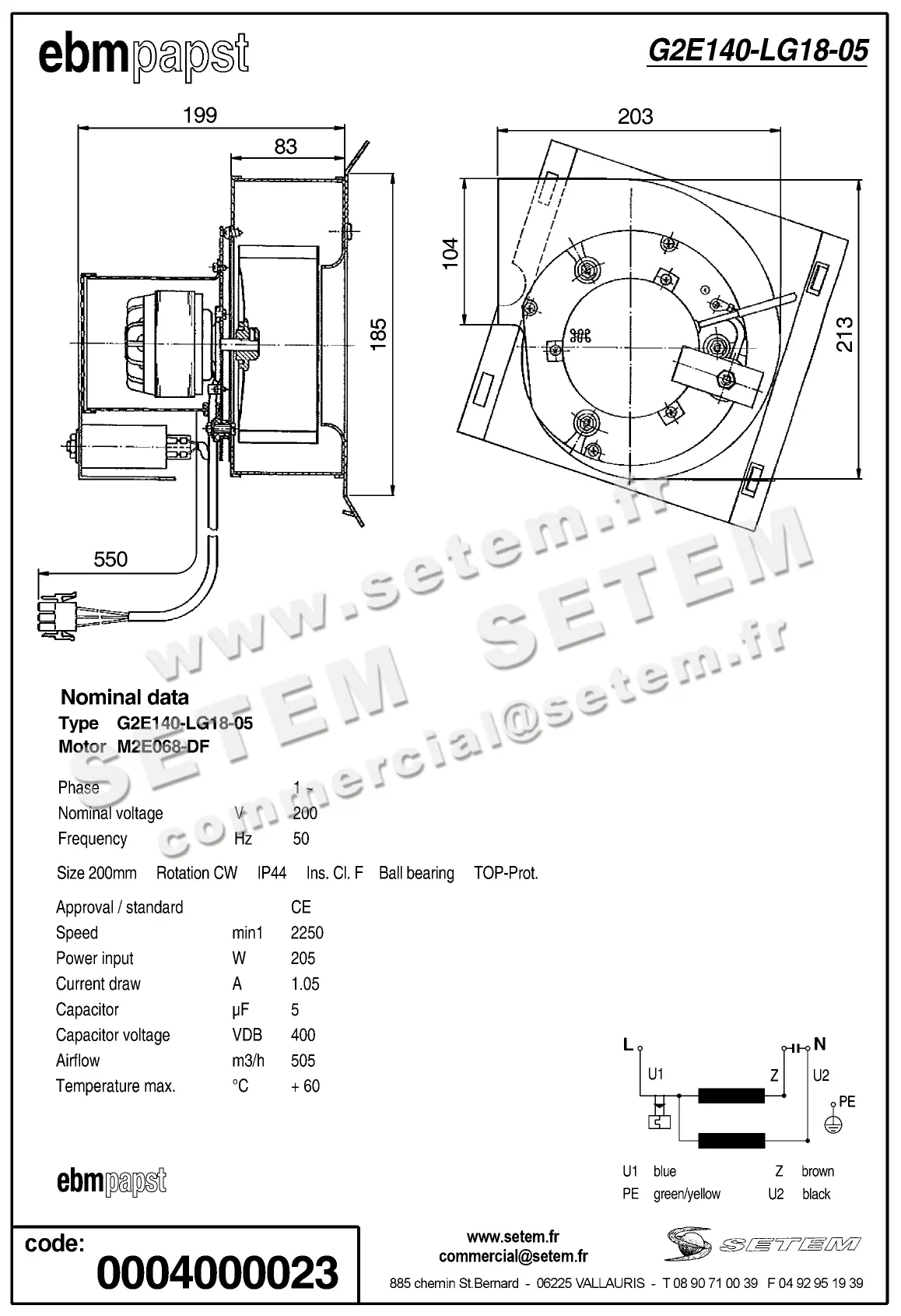 0004102252-VENTILATEUR EBMPAPST G2E140-LG18-05 2