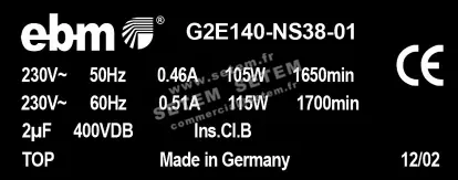 0004102266-VENTILATEUR EBMPAPST G2E140-NS38-01 3