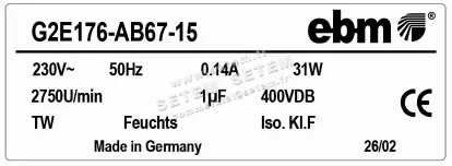 0004102377-VENTILATEUR EBMPAPST G2E176-AB67-15 3