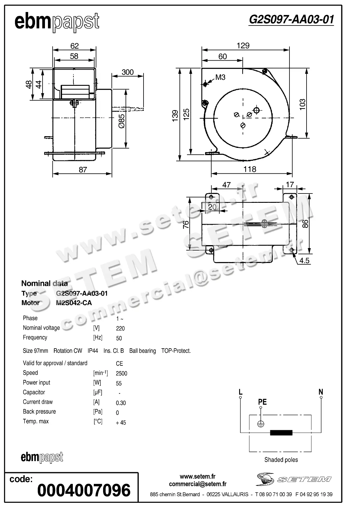 0004102452-VENTILATEUR EBMPAPST G2S097.AA03.01 2