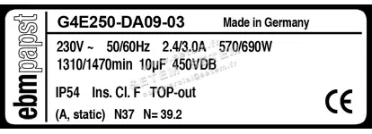 0004102617-VENTILATEUR EBMPAPST G4E250.DA09.03 3