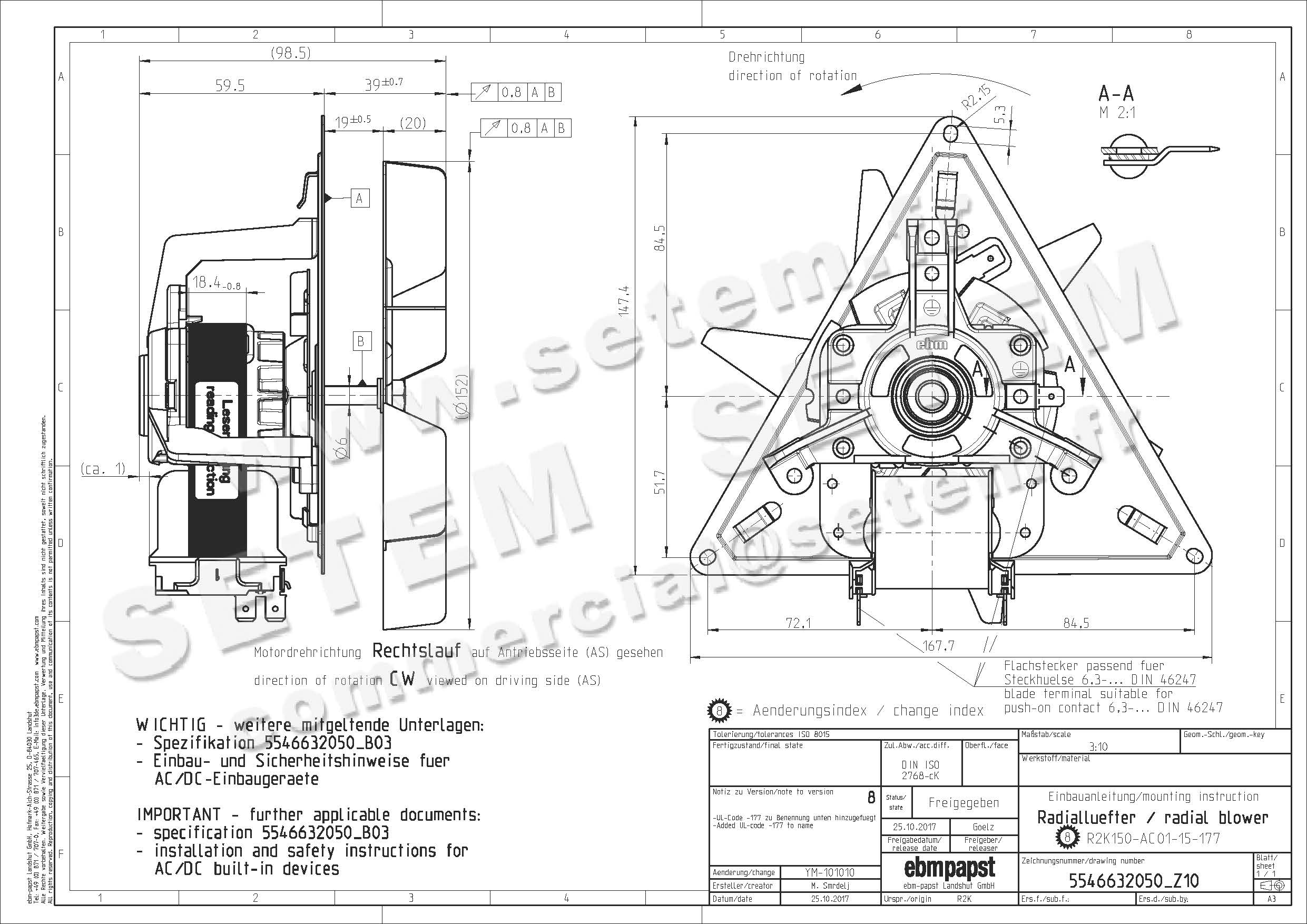 0004103050-MOTOTURBINE EBMPAPST R2K150-AC01-15 2