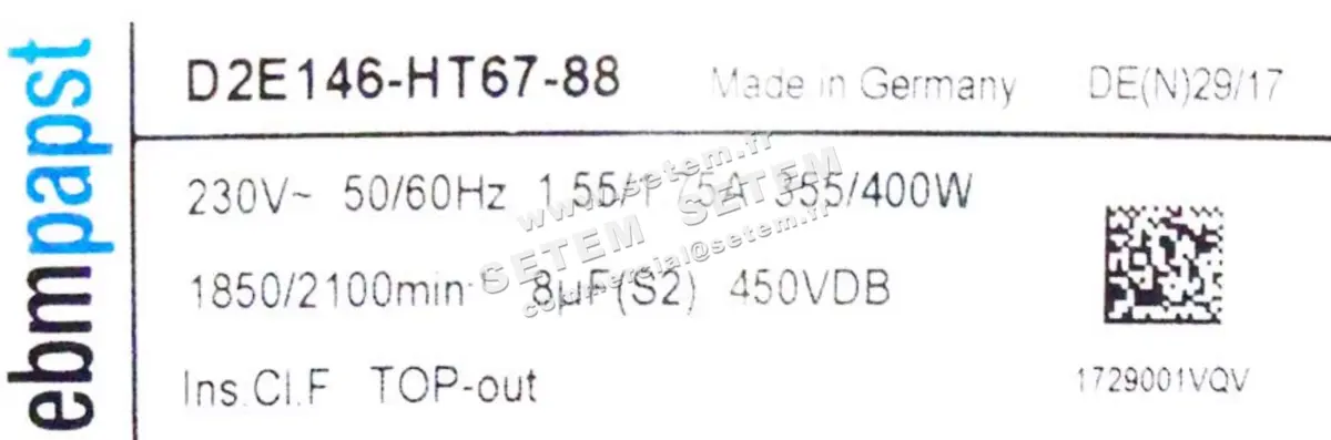 0004103055-VENTILATEUR EBMPAPST D2E146.HT67.88 4