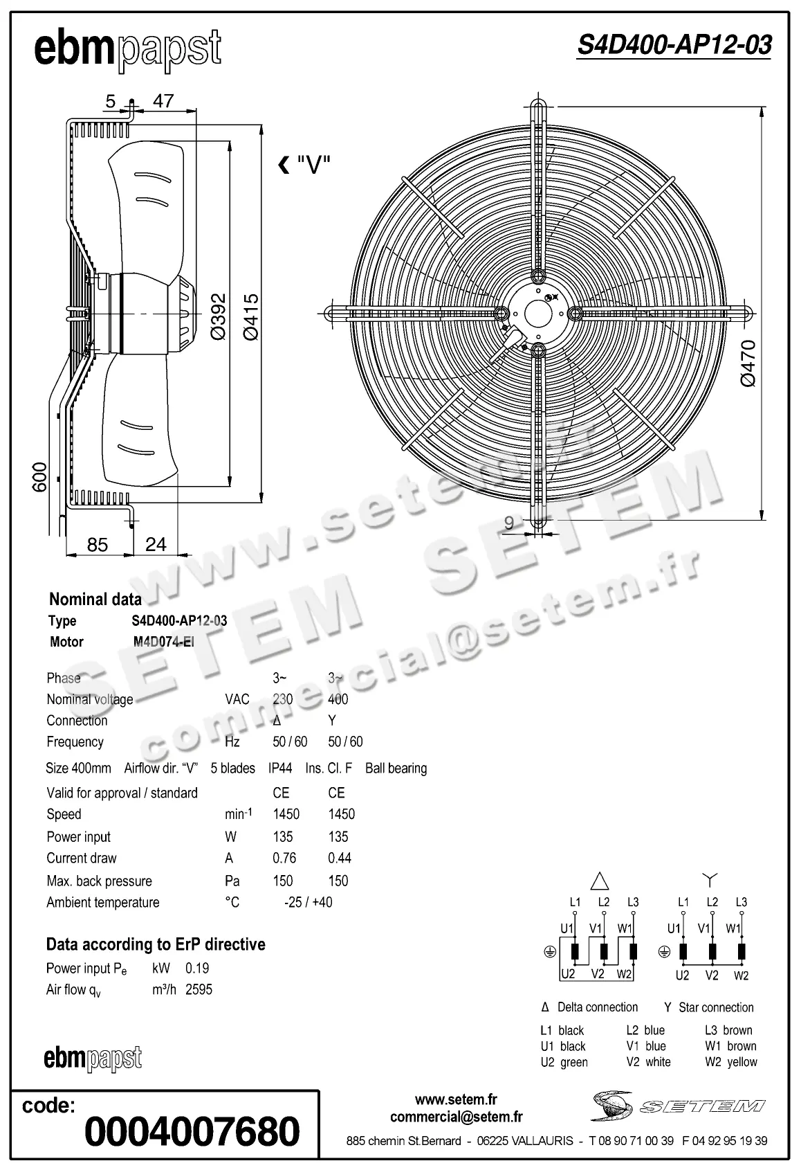 0004103134-VENTILATEUR EBMPAPST S4D400-AP12-03 2