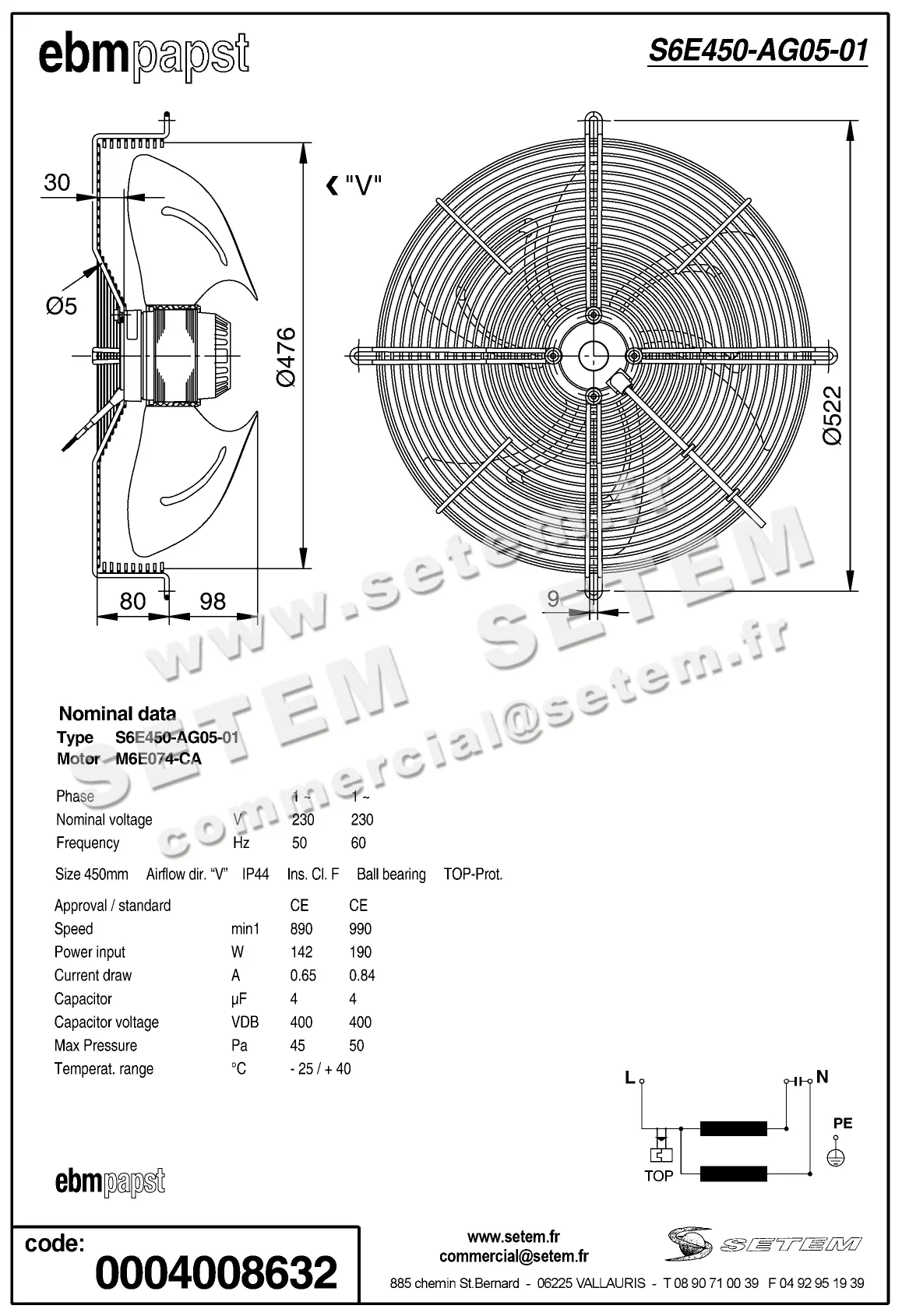 0004103699-VENTILATEUR EBMPAPST S6E450.AG05.01 2
