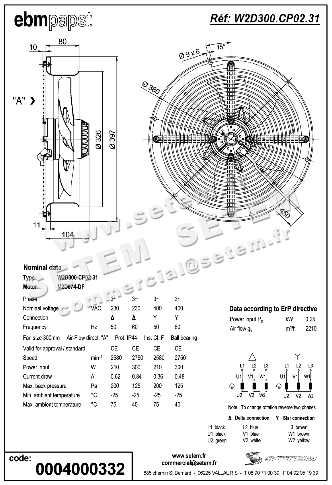 0004103971-VENTILATEUR EBMPAPST W2D300.CP02.31 2