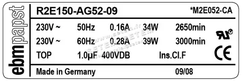 0004104220-MOTOTURBINE EBMPAPST R2E150.AG52.09 2