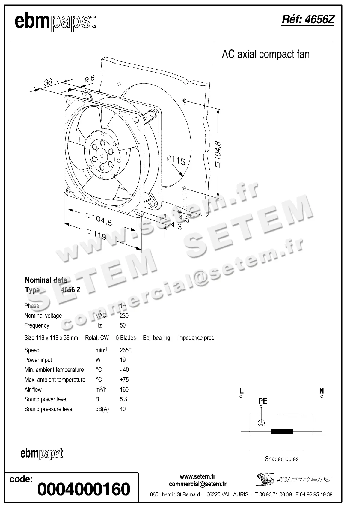 0004104791-VENTILATEUR EBMPAPST 4656Z