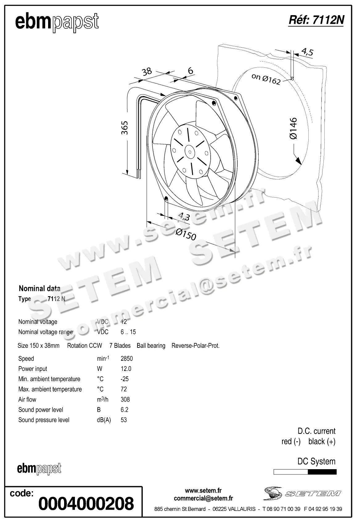 0004104803-VENTILATEUR EBMPAPST 7112N 2