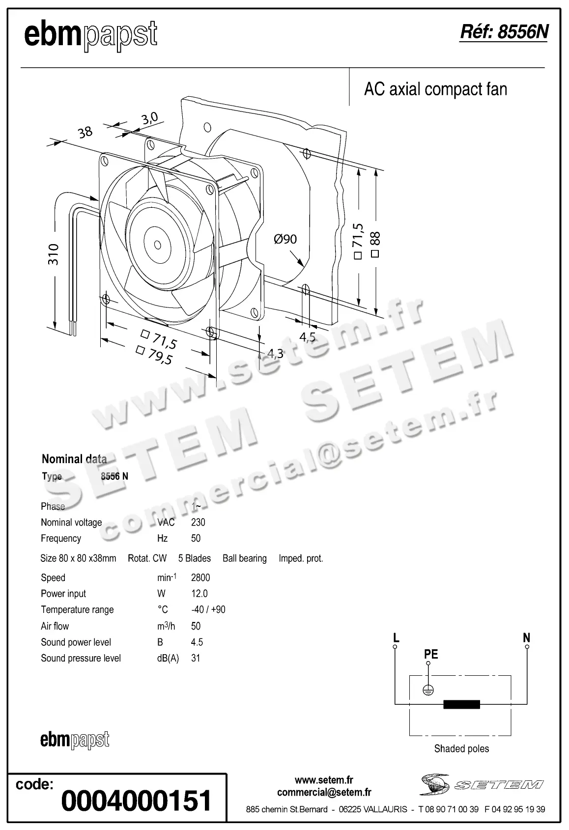 0004104817-VENTILATEUR EBMPAPST 8556N 2