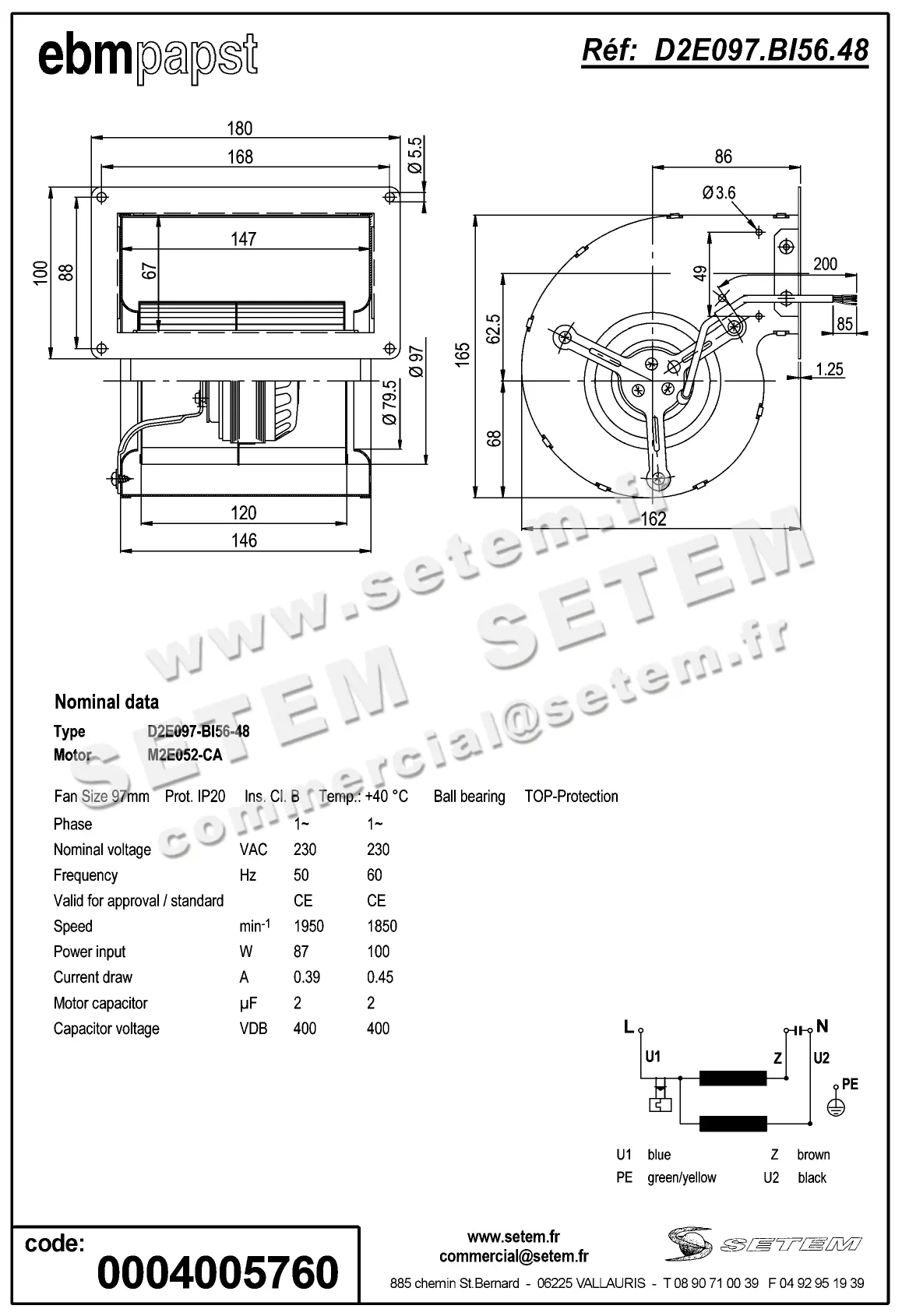 0004104823-VENTILATEUR EBMPAPST D2E097-BI56-48 2
