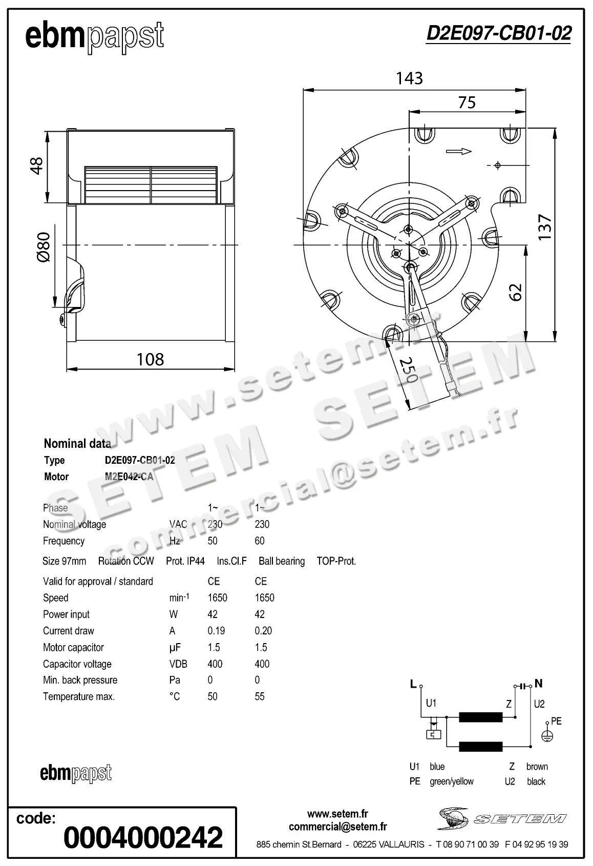 0004104825-VENTILATEUR EBMPAPST D2E097-CB01-02 2