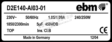 0004104829-VENTILATEUR EBMPAPST D2E140.AI03.01 3