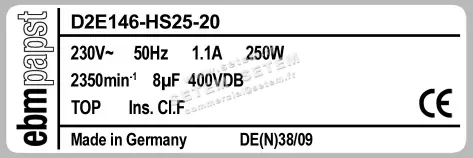 0004104830-VENTILATEUR EBMPAPST D2E146-HS25-20 2
