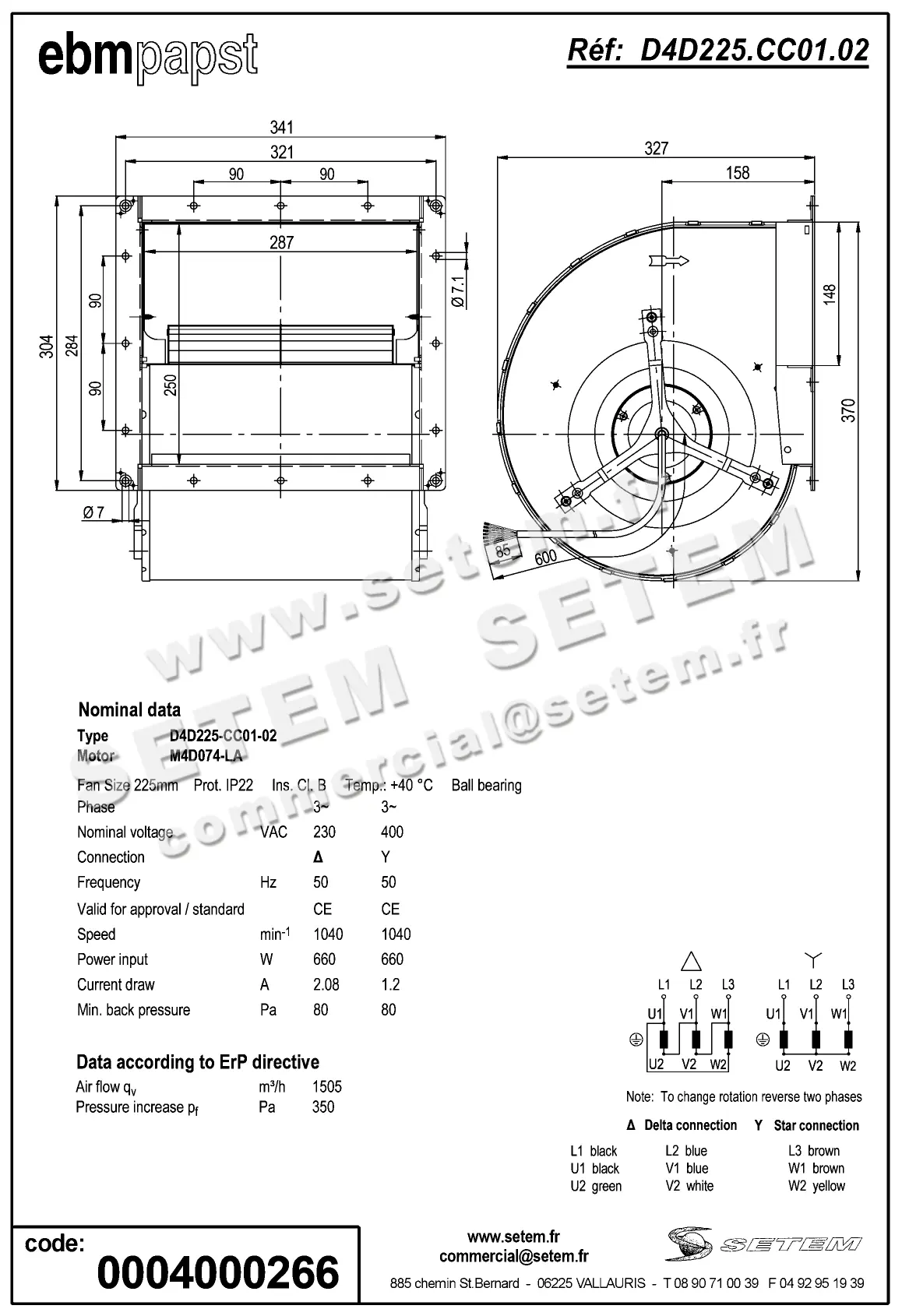 0004104832-VENTILATEUR EBMPAPST D4D225.CC01.02 2