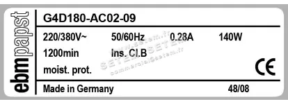 0004104857-VENTILATEUR EBMPAPST G4D180.AC02.09 2