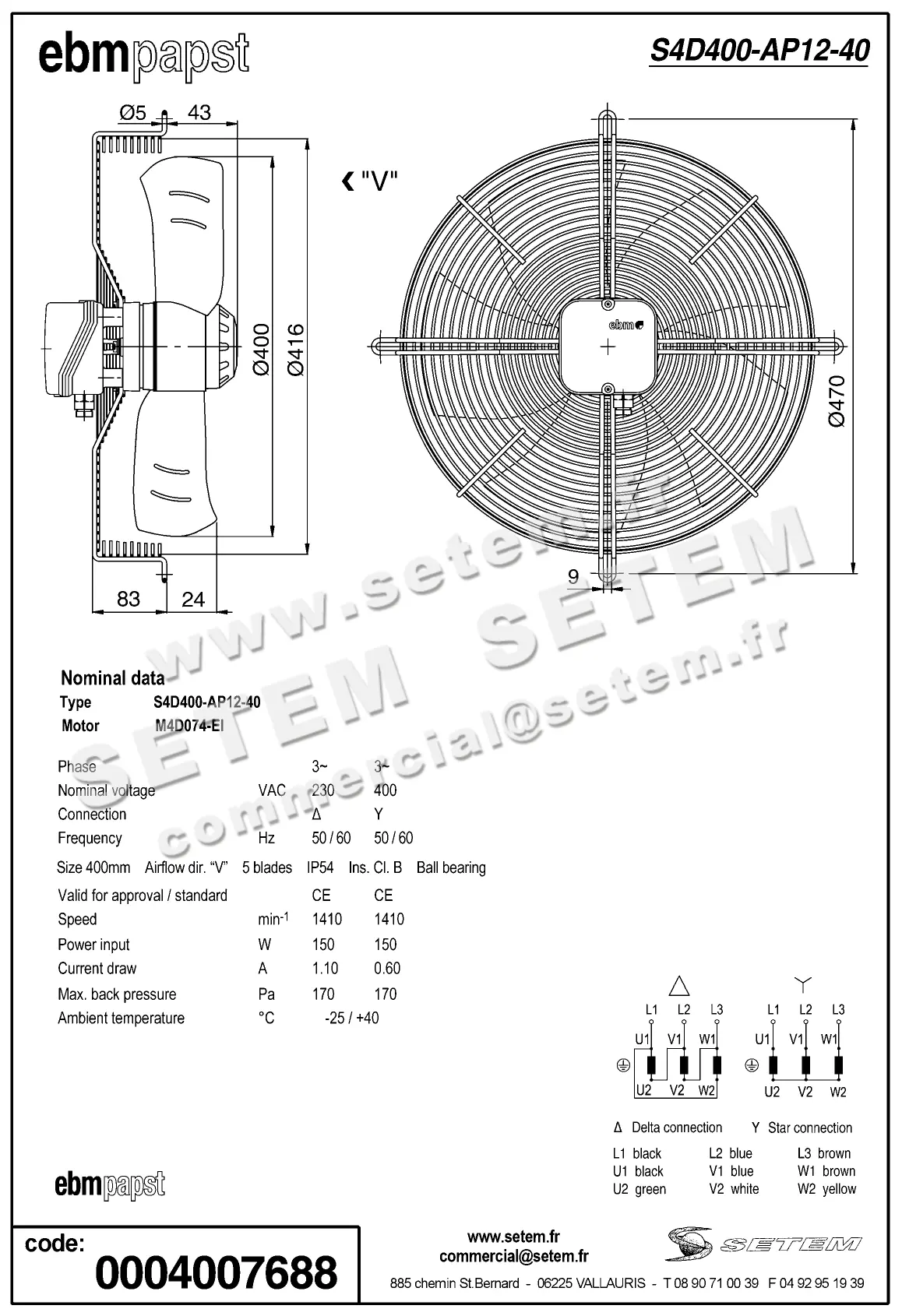 0004104884-VENTILATEUR EBMPAPST S4D400-AP12-40 2